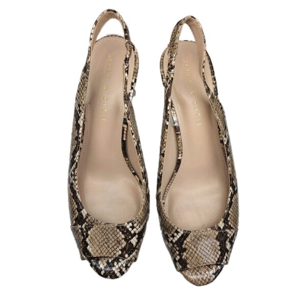 Kelly & Katie Snake Print Slingback Heels Size 7.5 EUC Peep Toe Platform Pumps A - Picture 1 of 6